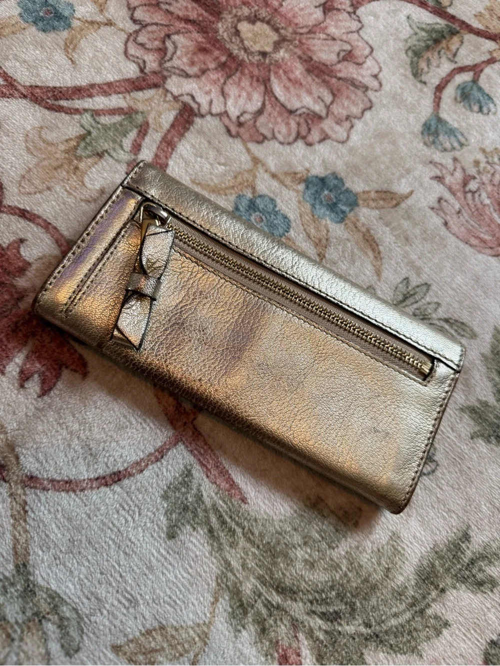 Chloé Metallic Gold Leather Long Wallet